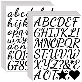 1600 Pieces 30 Sheets Vinyl Cursive Letters Stickers Set,1 Inch Black Self Adhesive Alphabet Number Stickers,DIY Small Letter Number Decals for Scrapbooking,Water Bottles,Jars,Spices,Craft,Mailbox