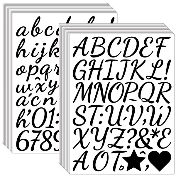 1600 Pieces 30 Sheets Vinyl Cursive Letters Stickers Set,1 Inch