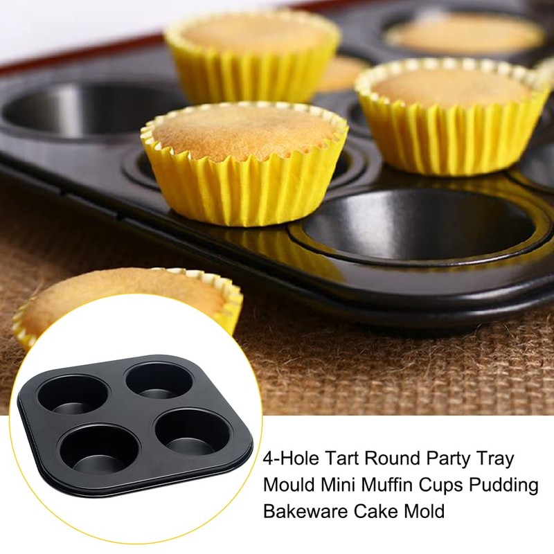 Anwangda Muffin Tray, 4-Hole Tart Round Party Tray, Muffin Tin