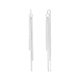 Elli Women's Earrings Chain Pull Through in 925 Sterling Silver, Sterling silver, None