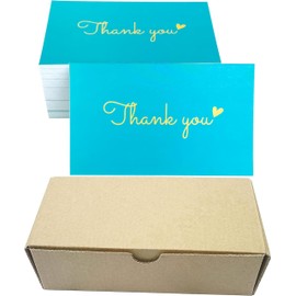 RXBC2011 500 Little Thank You Cards Gold Heart Design Bulk Thank you Notes for All Occasions 3.5 x 2 Inch AQUA color