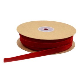 HugeDE 1cm 20 Meters Christmas Velvet Ribbon Single Face Ribbon for Xmas Wedding Wrapping Crafts Decoration Favors Red