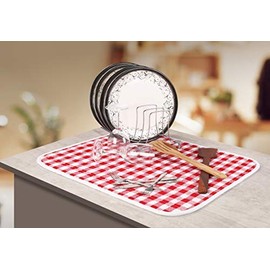 2-Piece Dish Drying Mat Set Extra Large 18"x24" Buffalo Classic Check Plaid - Red,Dish Drying Mat,Buffalo Check Drying Mat,Buffalo Plaid Drying Mat, Plaid Drying Mat,Large Drying Mat,Dish Mat Drying
