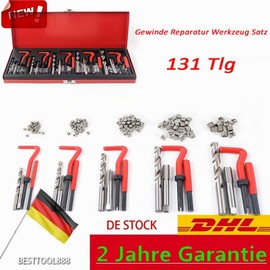 YyanLAK 131-Piece Thread Repair Kit, Car Engine Repair Kit, with M5 M6 M8 M10 M12 Inserts Sleeves and Allen Key Including Metal Case