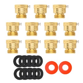 EFIELD Anti Siphon Vacuum Breaker Set, 3/4" Backflow Preventer for Garden, Motorhome, Solid Brass Backflow Valve with Sealing Tape and Washers 10 Pieces