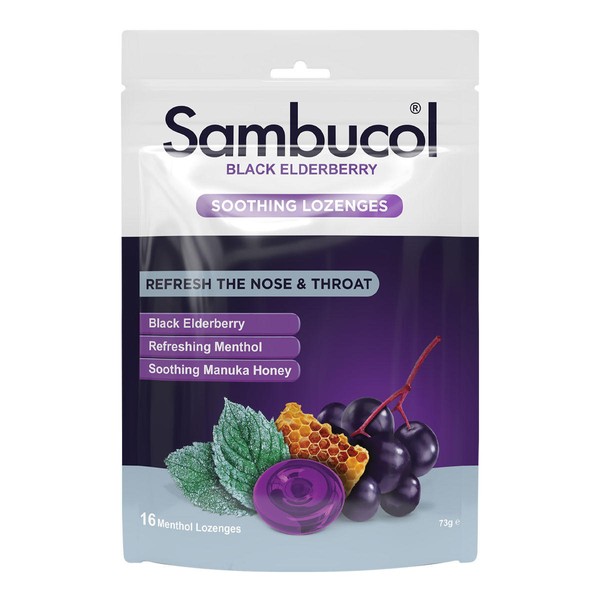 Sambucol Black Elderberry Soothing Throat Lozenges Menthol - 16 soft lozenges