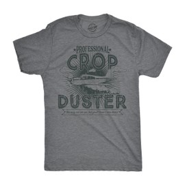 Crazy Dog Mens T Shirt Professional Crop Duster Funny Fart Joke Tee Corny Joke Gag Gift for Dad Cropduster Farting Tee Dark Heather Grey M