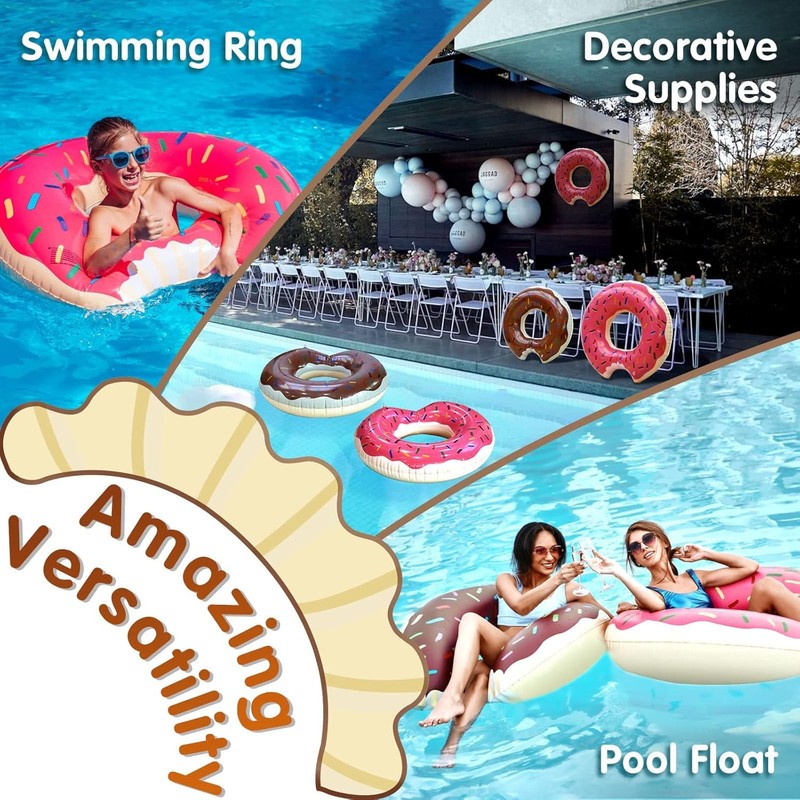 Donut Swim Ring 90cm Inflatable and Durable Design for Fun