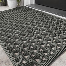 LUMI Felpudo Exterior 61 x 91 cm, con Agujeros de Drenaje, Respaldo de Goma Antideslizante e Impermeable, para Entrada y Exteriores