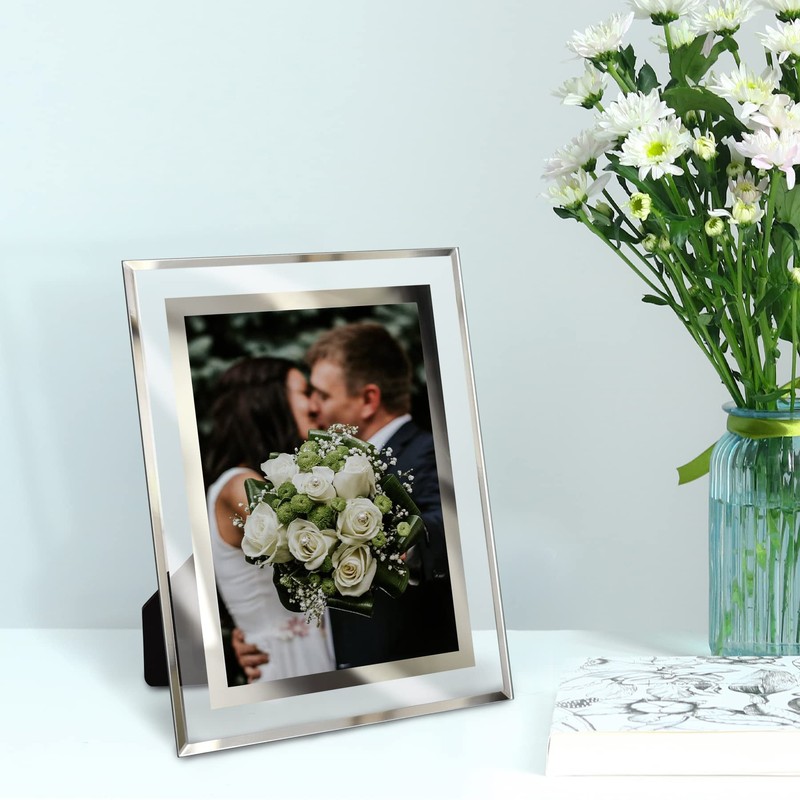 LUCKYLIFE 8x10 Picture Frame Glass for Tabletop Display Vertical or