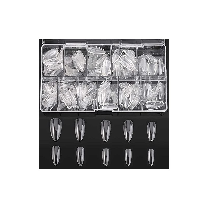 Almond Shaped Nail Tips 500pcs Clear Acrylic Long Nails Full