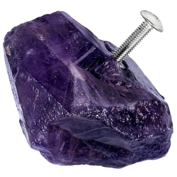 mookaitedecor 2Pcs Natural Amethyst Rough Stone Drawer Cabinet Knobs with