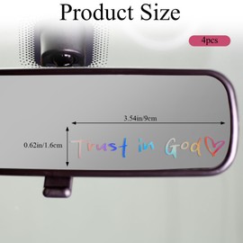 4 Pcs Colorful Trust in God Rearview Mirror Decal Inspirational Trust in God Mirror Decal for Car Window Mirror Tumbler and Water Bottle