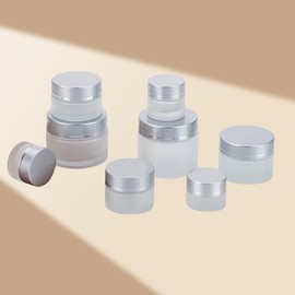 9 Pcs 5g Small Glass Jars with Lids,Frosted Cream jar Cosmetic Container Storage Jars,Refillable Travel Jars Makeup Sample Containers for Lip Balm Eye Cream,Lotion,Cosmetic,Eyeshadow