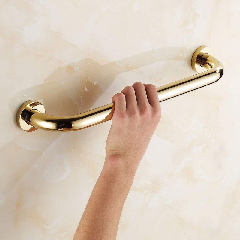 700Brass 24-Inch Grab Bar Safety Handrail, Polished Gold, Heavy-Duty Construction