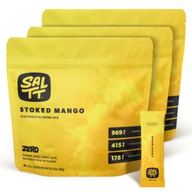Keto Chow SALTT Electrolytes Powder Flavored Drink Mix - Stoked Mango - 90 Hydration Packets - Magnesium, Potassium, Sodium, Trace Minerals - Zero Sugar & Gluten Free - 3 Packs of 30