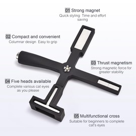 siyuwuro 5 in 1 Multi-functional Nail Magnet Tool Cat Eye Gel Nail Polish Manicure 3D Magnetic Stick Powerful Cross Shaped Magnet Nail Art Tools, Home DIY and Nail Salon Use (Black)