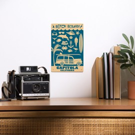 Lantern Press 6x9 Inch Metal Sign, Capitola, California, Coastal Icons