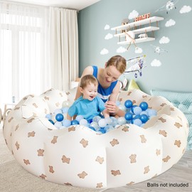 AirSwim Inflatable Baby Pool, Portable Paddling Baby Swimming Pool for Toddlers Ages 0-3 Years Girls and Boys, Indoor& Outdoor, Garden and Backyard Summer Water Party, 35.4x9.8 in (Bear)