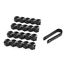 Skoda 000071215P01C Cover Caps (Pack of 20) Wheel Bolt Caps, Matte Black, for Standard Wheel Bolts