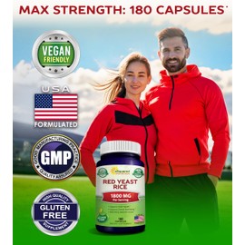 aSquared Nutrition Red Yeast Rice 1800mg - Dietary Supplement Vegan Powder Pills to Support Cardiovascular Health - 180 Veggie Capsules