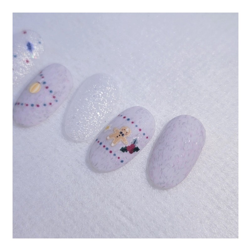 Gingerbread Winter Garden Handmade Nail Tips - Almond Long /
