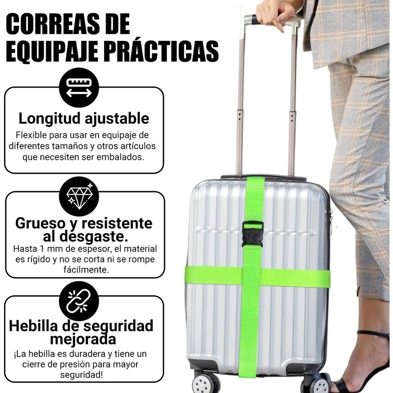 Amarres de Maleta, 4 Correas de Equipaje para Maletas Ajustable
