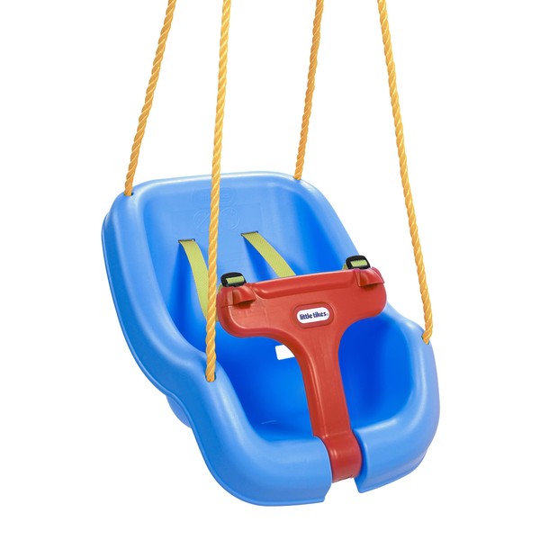 Little Tikes Snug 'n Secure Blue Swing with Adjustable Straps, 2-in-1 for Baby and Toddlers Ages 9 Months - 4 Years
