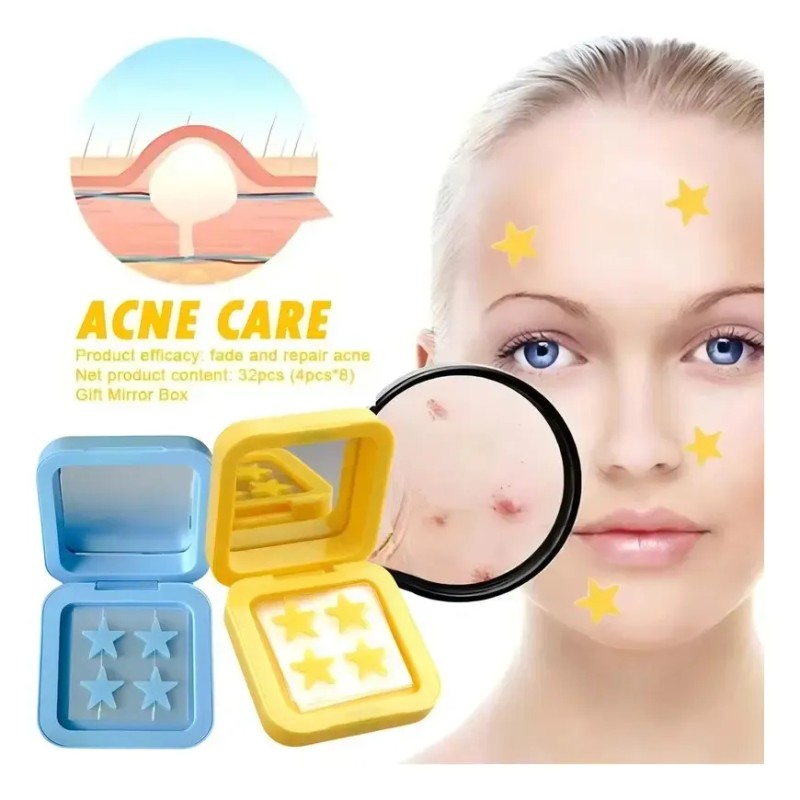 Una Caja De Parches Hidrocoloides Azules Para El Acné.