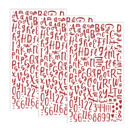 QQ&U - Pegatinas de letras del alfabeto cursivo con purpurina, multicolor (rojo)
