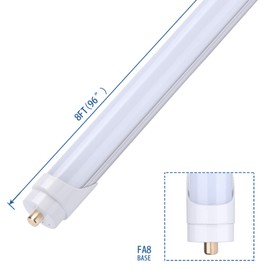 Led Tube Frosted 5000K Single Pin FA8 Base 8ft T8 LED Tube Light for Garage Daylight White 45W Replacement 100 Watt Fluorescent Tube Lamp, Double-Ended Power Pack of 12