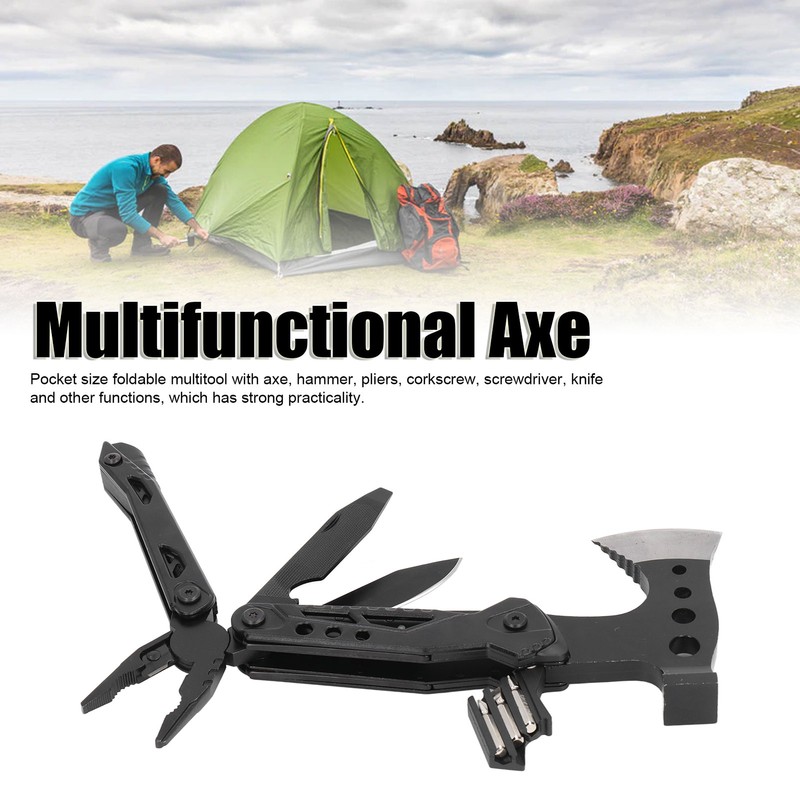 Pocket Size Multitool Foldable Axe Hammer Knife Pliers Stainless Steel
