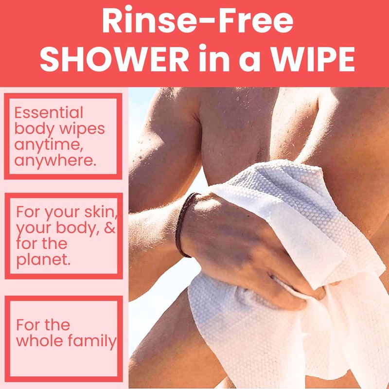 HyperGo Full-Body Rinse-Free Hypoallergenic Biodegradable Bathing Wipes –All Natural, Refreshing