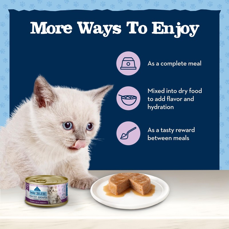 Blue Buffalo Baby BLUE Natural Kitten Wet Cat Food, Healthy