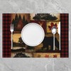 Set of 4 Bear Cabin Plaid Placemats 12x18, Rustic Farmhouse