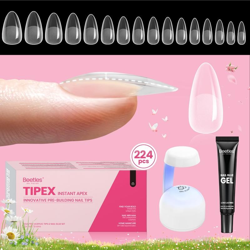 Beetles Tipex Instant Apex Nail Extension Tips Kit Almond/Coffin/Square/Oval/Stiletto/Squaoval Shape