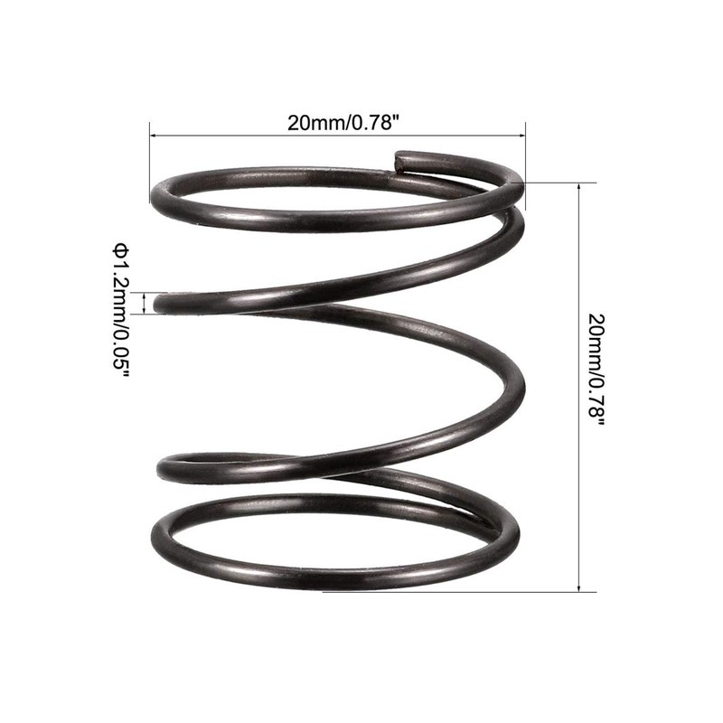 TOP-VIGOR 10Pcs Compression Spring, 1.2mm Wire Dia, 20mm OD, 20mm