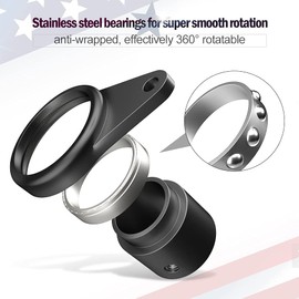 BonyTek Flagpole Ring Set with Bearings, Aluminum Alloy Flag Pole Rings, 360° Rotating Flag Mounting Ring, Spinning Flag Pole Clips Kit with Carabiner for 0.75-1.0 Inch Diameter Flagpole| Black-4 Pack