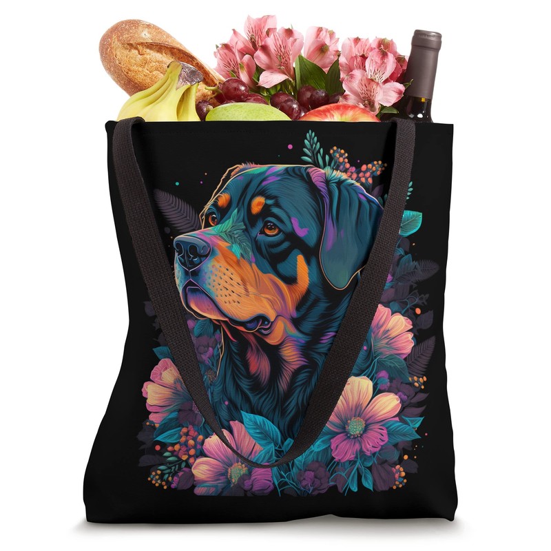 Cute Flower summer Floral Rottweiler Tote Bag