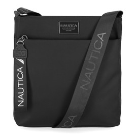 Nautica Diver Nylon Small Women's Crossbody Bag Purse with Adjustable Shoulder Strap, Black Enamel, Unit size