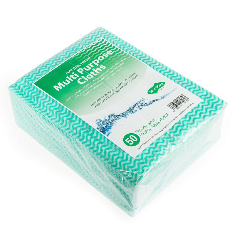 Drinkstuff Antibacterial Cloths Green, CAW-111G, Pack of 50