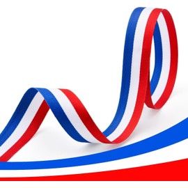 JYZPJ Red White and Blue Ribbon - 40mm x 2m Two-Sided Coronation Ribbon with Blue Striped Union Jack Pattern for British Craft, Holiday, Party, Decoration, Wrapping, Crafting, Sewing, Medal...