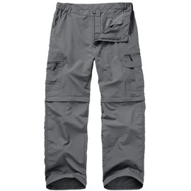 Yevtzl Fishing Hiking Pants for Men, Waterproof Convertible Quick Dry Pants for Wading, Lightweight Breathable Grey