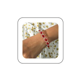 Xmsrn Vintage Ruby Crystal Bead Bracelet Crystal Ruby Bracelet Red Bead Hand Chain Bracelet Boho Acrylic Bead Bracelet Chain Jewelry for Women and Girls