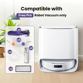 16 Pcs Replacement Accessories kit for Narwal Freo Pro Robot Vacuum Cleaner, 1 Main Roller Brush, 2 Dust Bags, 2 Hepa Filters, 4 Mop Pads, 6 Side Brush, 1 Clean Tool