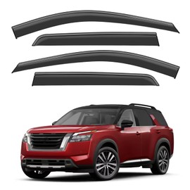 VESUL Compatible with Nissan Pathfinder 2022-2025 Rain Guards Wind Deflectors Anti-Rain Window Visors with Tape 304 Stainless Steel Trim–Noise Reduction&All-Weather Protection Outside Channel