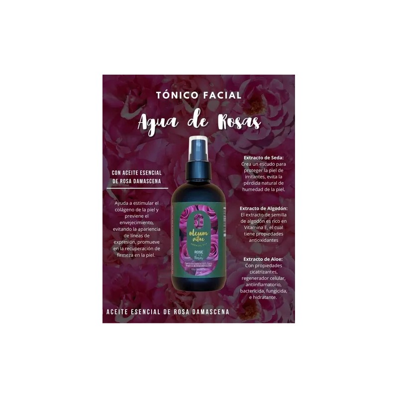 Tonico Facial Oleum Vitae C/ Aceite Esencial Rosa Damascena Momento