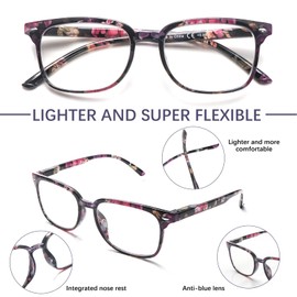 STASTEND Paquete de 5 Gafas de Lectura Con Bloqueo de Luz Azul para Mujer, Ideales para Leer En El Ordenador Y Con Bisagra de Resorte (Multicolor-C7, 2, Multiplier_X)