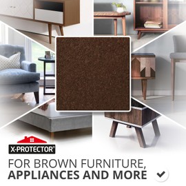 X-Protector Felt Furniture Pads - 20 PCS 6 x 1/2" - Premium Felt Strips with Adhesive Backing - Rectangular Furniture Pads for Hardwood Floors - Cut Furniture Felt Pads to Size You Need! (Brown)