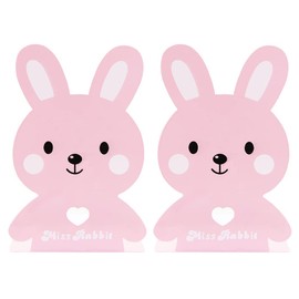Cute Pink Rabbit Metal Bookends Hollow Heart Shape Bunny Iron Book Ends For Kids School Library Birthday Christmas Study Gift Home Desk Decoration